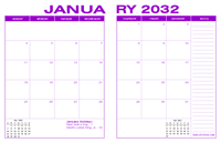 2032 Desk Calendar - Purple