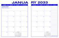 2033 Desk Calendar - Blue