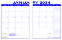 2034 Desk Calendar - Blue