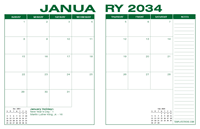 2034 Desk Calendar - Green