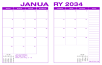 2034 Desk Calendar - Purple