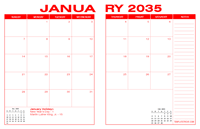 2035 Desk Calendar - Red