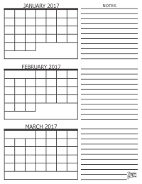 2017 - 3 Month Calendar