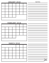 2018 - 3 Month Calendar