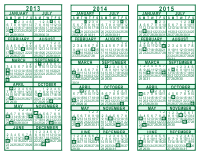 3 Year Calendar - 2013 through 2015
