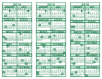 3 Year Calendar - 2014 through 2016