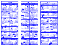 Blue 3 Year Calendar - 2015 - 2016 - 2017