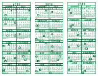 3 Year Calendar - 2015 through 2017
