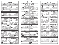 2016 2017 2018 3 Year Calendar