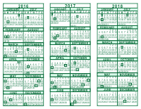 3 Year Calendar - 2016 through 2018