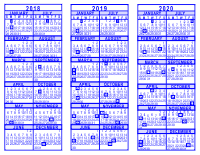 Blue 3 Year Calendar - 2018 - 2019 - 2020