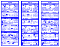 Blue 3 Year Calendar - 2019 - 2020 - 2021