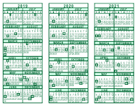 3 Year Calendar - 2019 through 2021
