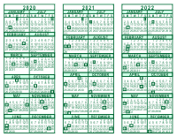 3 Year Calendar - 2020 through 2022