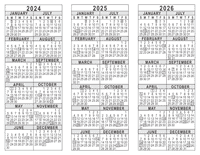 2024 2025 2026 3 Year Calendar