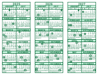 3 Year Calendar - 2024 through 2026