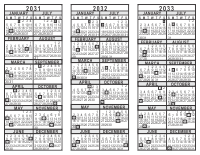 2031 2032 2033 3 Year Calendar