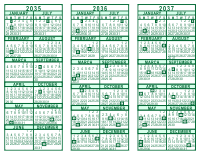 3 Year Calendar - 2035 through 2037