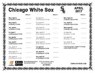 April 2017 Chicago White Sox Printable Schedule