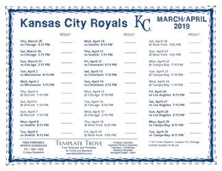 April 2019 Kansas City Royals Printable Schedule