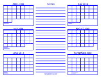 2018 6 Month Calendar