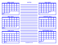 2019 6 Month Calendar