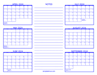 2024 6 Month Calendar