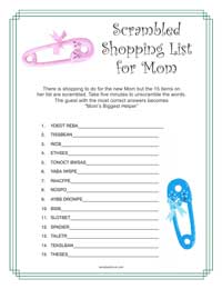 Forest Green Baby Shower Game