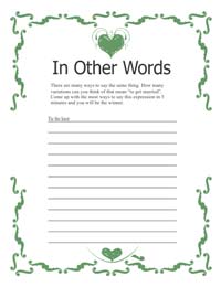 Army Green Bridal Shower Game