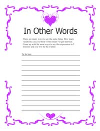Neon Purple Border Bridal Shower Game