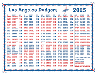 Central Times 2025
 Los Angeles Dodgers Printable Schedule
