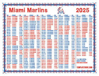 Central Times 2025
 Miami Marlins Printable Schedule