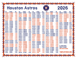 Central Times 2026
 Houston Astros Printable Schedule