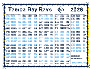 Central Times 2026
 Tampa Bay Rays Printable Schedule