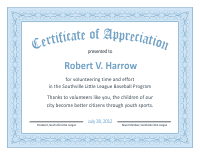 Certificate of Appreciation Template - Blue