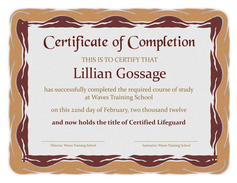 Certificate Of Completion Templates