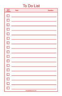 Red To Do Checklist Template