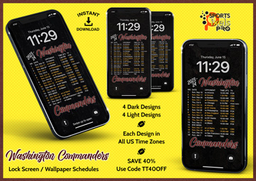 2023-24 Washington Commanders Lock Screen Wallpaper Schedules