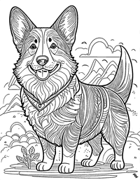 Corgi Coloring Page 1 - Full Page