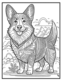 Corgi Coloring Page 1 With Border