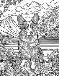 Corgi Coloring Page 10 - Full Page