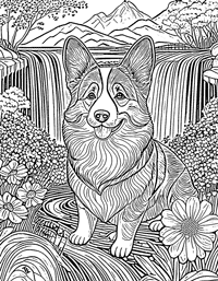 Corgi Coloring Page 11 - Full Page