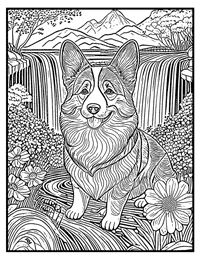 Corgi Coloring Page 11 With Border