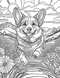 Corgi Coloring Page 2 - Full Page