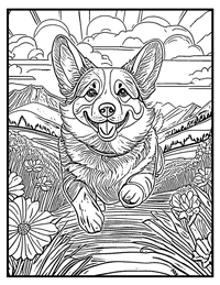 Corgi Coloring Page 2 With Border
