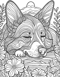 Corgi Coloring Page 3 - Full Page