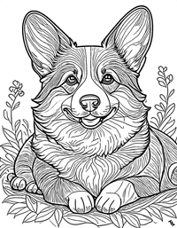 Corgi Coloring Page 4 - Full Page