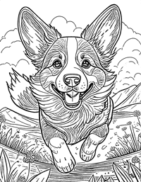 Corgi Coloring Page 5 - Full Page