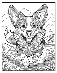 Corgi Coloring Page 5 With Border