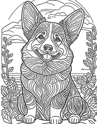 Corgi Coloring Page 6 - Full Page
